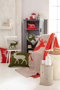 Schurwolldecke mit Hirsch Motiv in vielen verschiednen Farben 