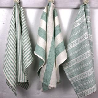 Gläsertuch / Geschirrtuch aus Leinen in der Farbe grün / mint mit Streifen 