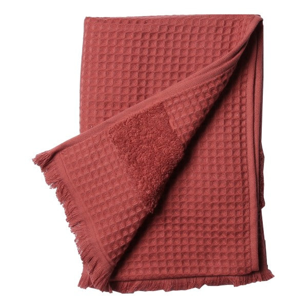 Habdtuch Organic in rot mit Waffelmuster in Waffelpuque